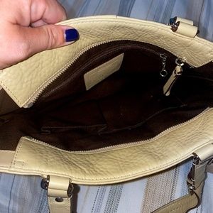 Coach Cream Pebbled Leather Shoulder Bag
